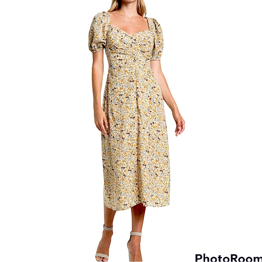 ASTR the Label Puff Sleeve Midi Dress